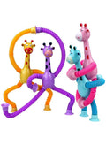 Telescopic Giraffe Suction Cup Toy for Toddlers – 4-Pack Pop Tubes Baby Sensory Toys, Fine Motor Skills & Creative Learning, Autism Fidget Toy, Perfect Party Favors & Gifts for Children